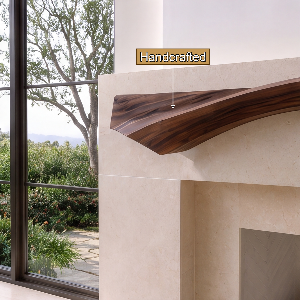 Thornvale Handcrafted Live Edge Solid Wood Fireplace Mantel Shelf SPA092941