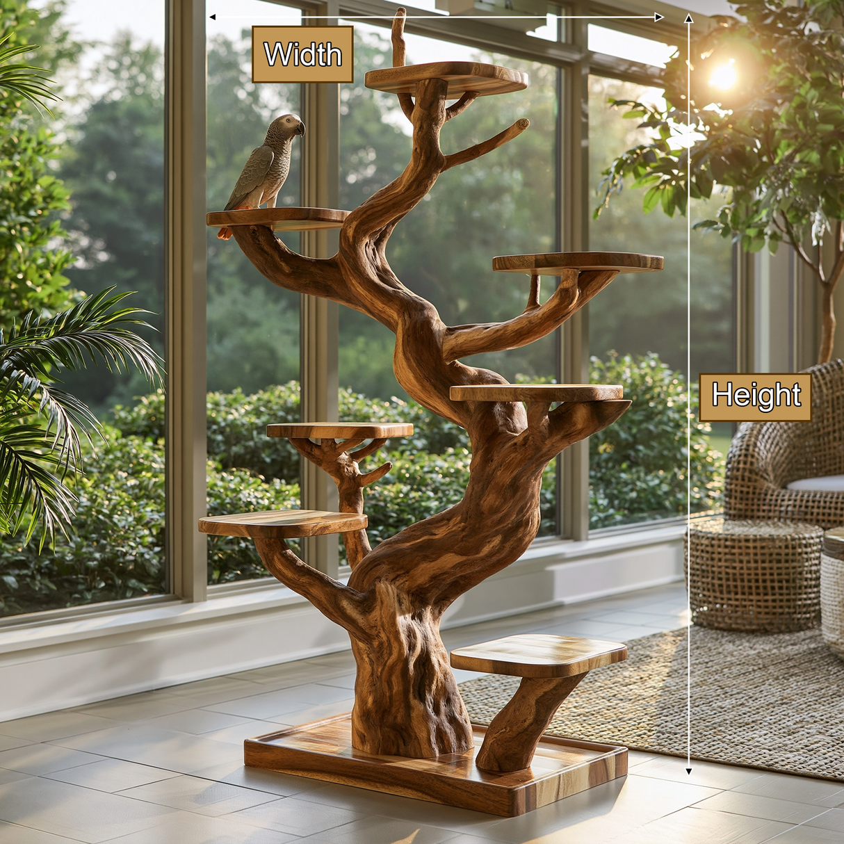 Thornvale Handcrafted Tree Branch Parrot Stand SPA389589 - Timberustic Tree Branch Parrot Stand