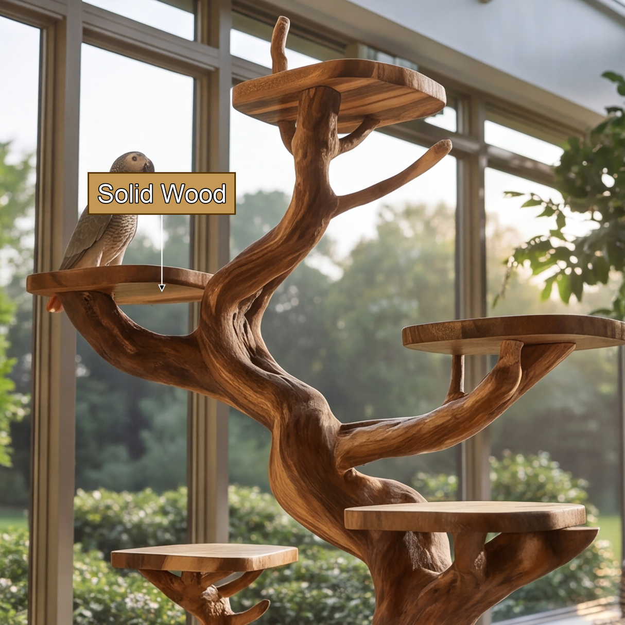 Thornvale Handcrafted Tree Branch Parrot Stand SPA389589 - Timberustic Tree Branch Parrot Stand