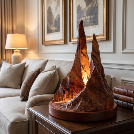 Thornvale Sculpted Mountain Table Lamp Mahogany - Timberustic Table Lamp