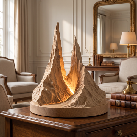 Thornvale Sculpted Mountain Table Lamp Natural Oak - Timberustic Table Lamp