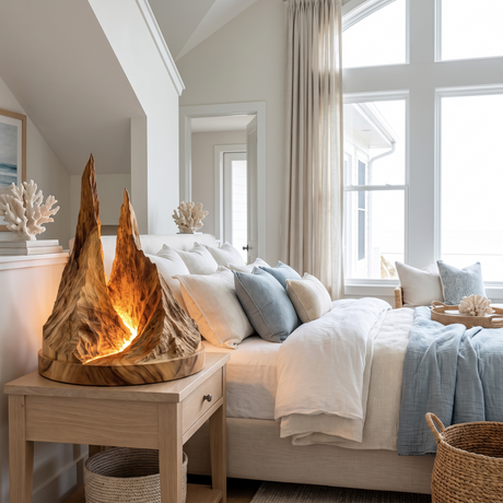 Thornvale Sculpted Mountain Table Lamp Teak - Timberustic Table Lamp