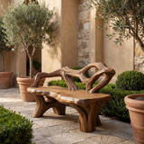Thornvale Sculpted Solid Wood Outdoor Bench Brown - Timberustic Bench