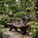 Thornvale Sculpted Solid Wood Outdoor Bench Dark Walnut - Timberustic Bench