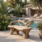 Thornvale Sculpted Solid Wood Outdoor Bench Natural Oak - Timberustic Bench