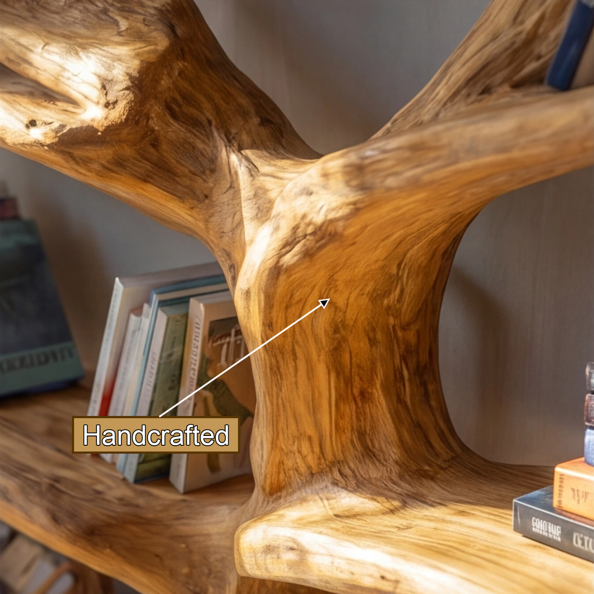 Thornvale Sculpted Solid Wood Tree Bookshelf - Timberustic Tree Bookshelf