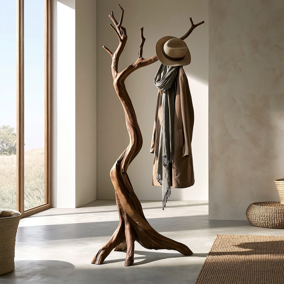 Tree Rack Png Thornvale Sculpted Solid Wood Tree Coat Rack, Handcrafted Wooden Hall ...