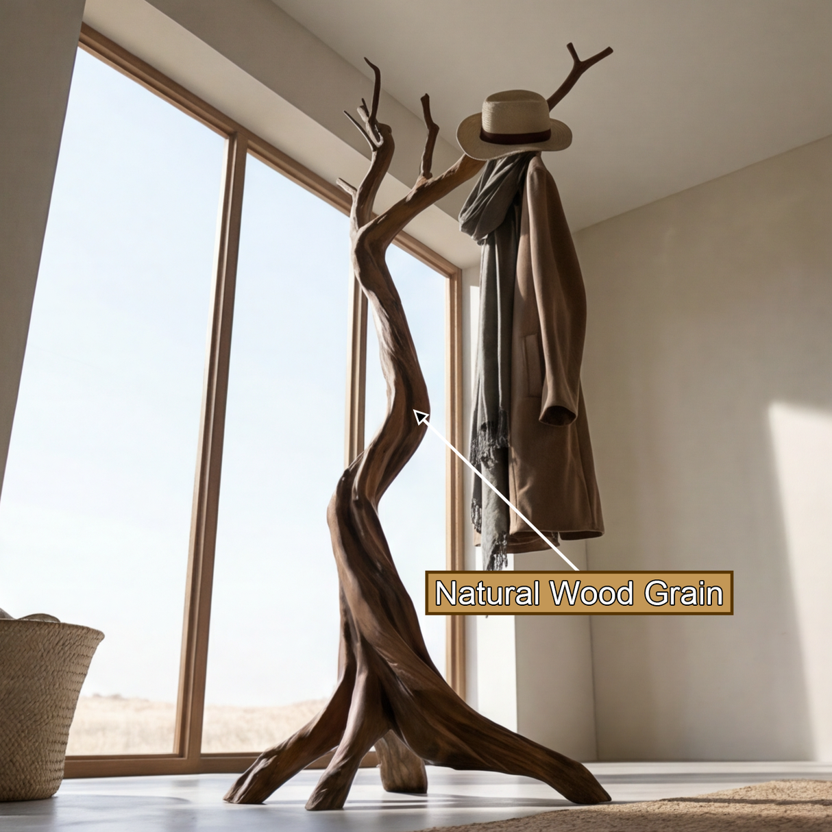 Thornvale Sculpted Solid Wood Tree Coat Rack - Timberustic Tree Coat Rack