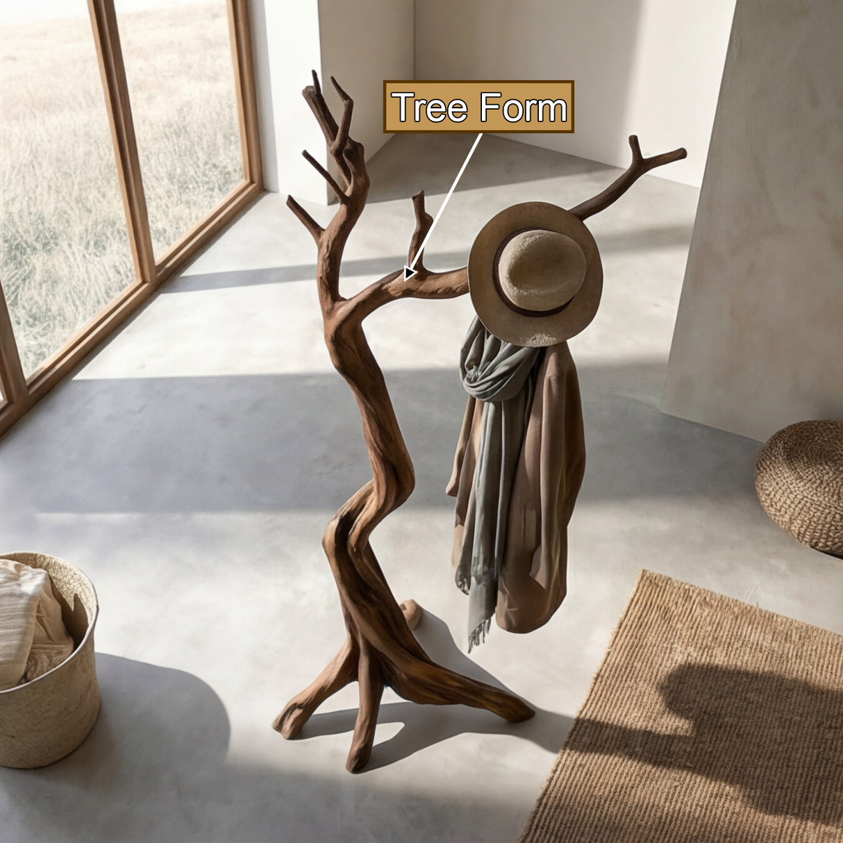 Thornvale Sculpted Solid Wood Tree Coat Rack - Timberustic Tree Coat Rack