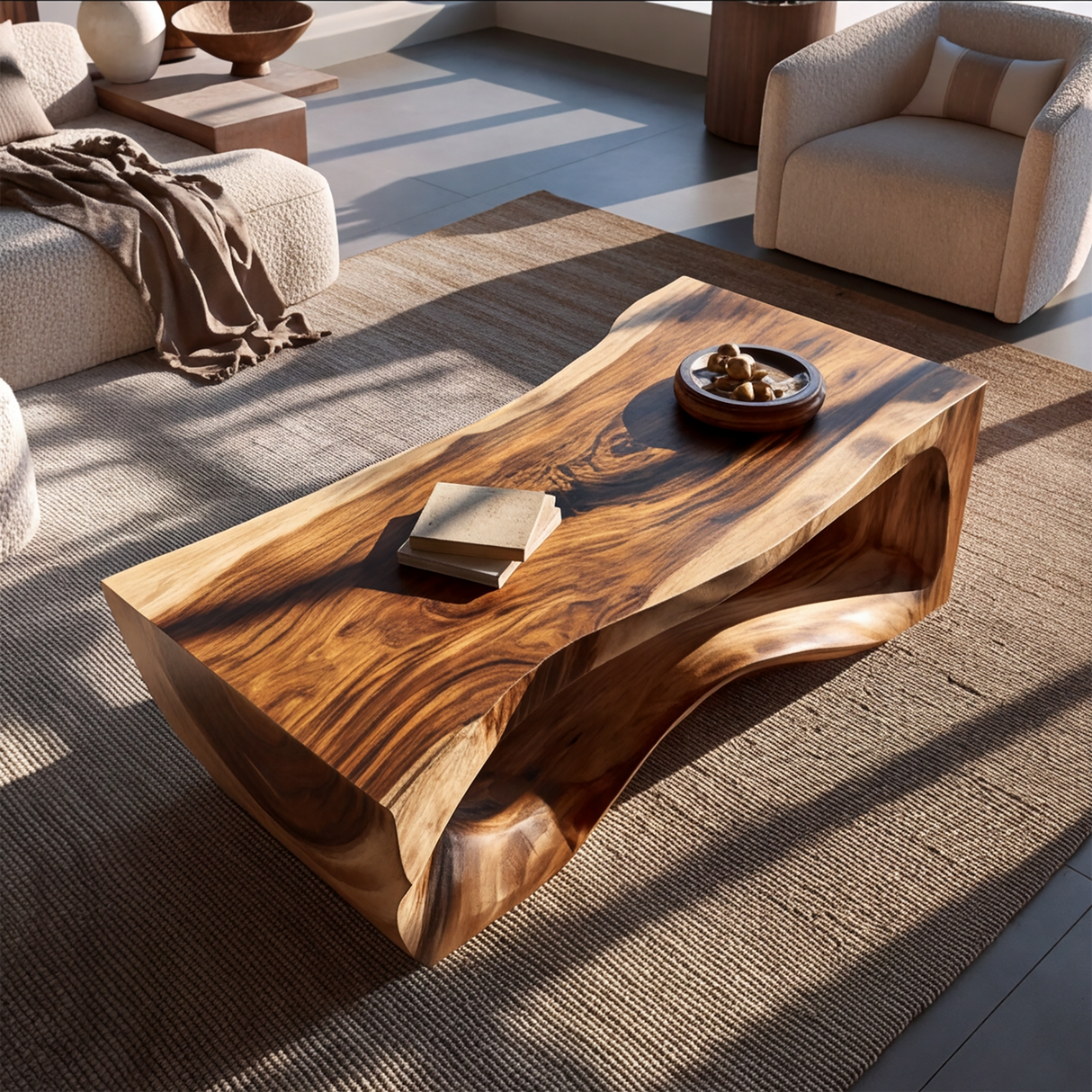 Thornveil Sculpted Solid Wood Coffee Table - Timberustic Coffee Table