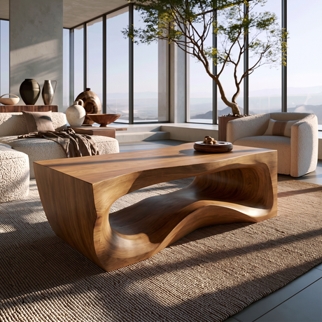 Thornveil Sculpted Solid Wood Coffee Table Brown - Timberustic Coffee Table