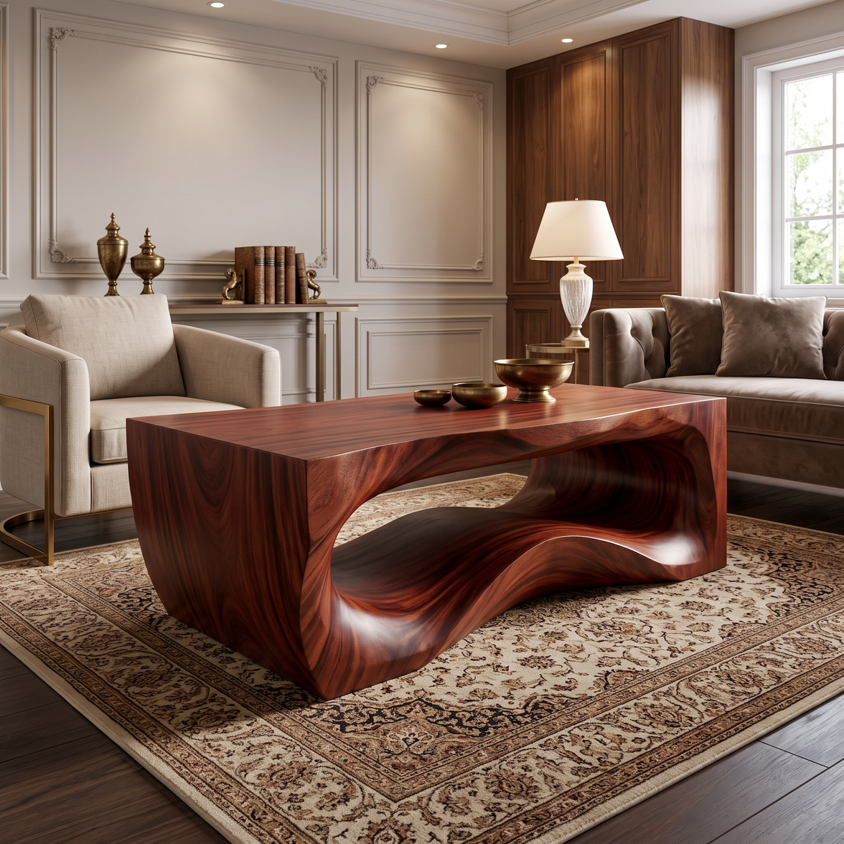 Thornveil Sculpted Solid Wood Coffee Table Mahogany - Timberustic Coffee Table