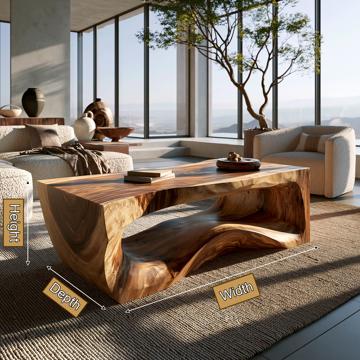 Thornveil Sculpted Solid Wood Coffee Table - Timberustic Coffee Table