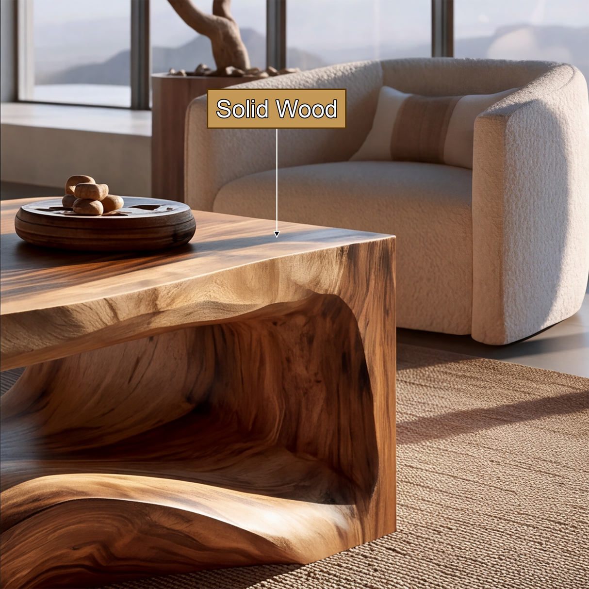Thornveil Sculpted Solid Wood Coffee Table - Timberustic Coffee Table