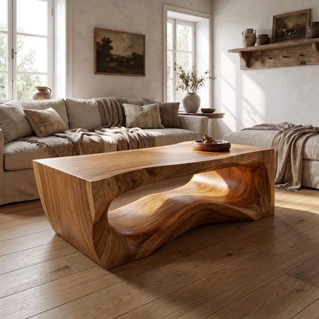 Thornveil Sculpted Solid Wood Coffee Table Teak - Timberustic Coffee Table
