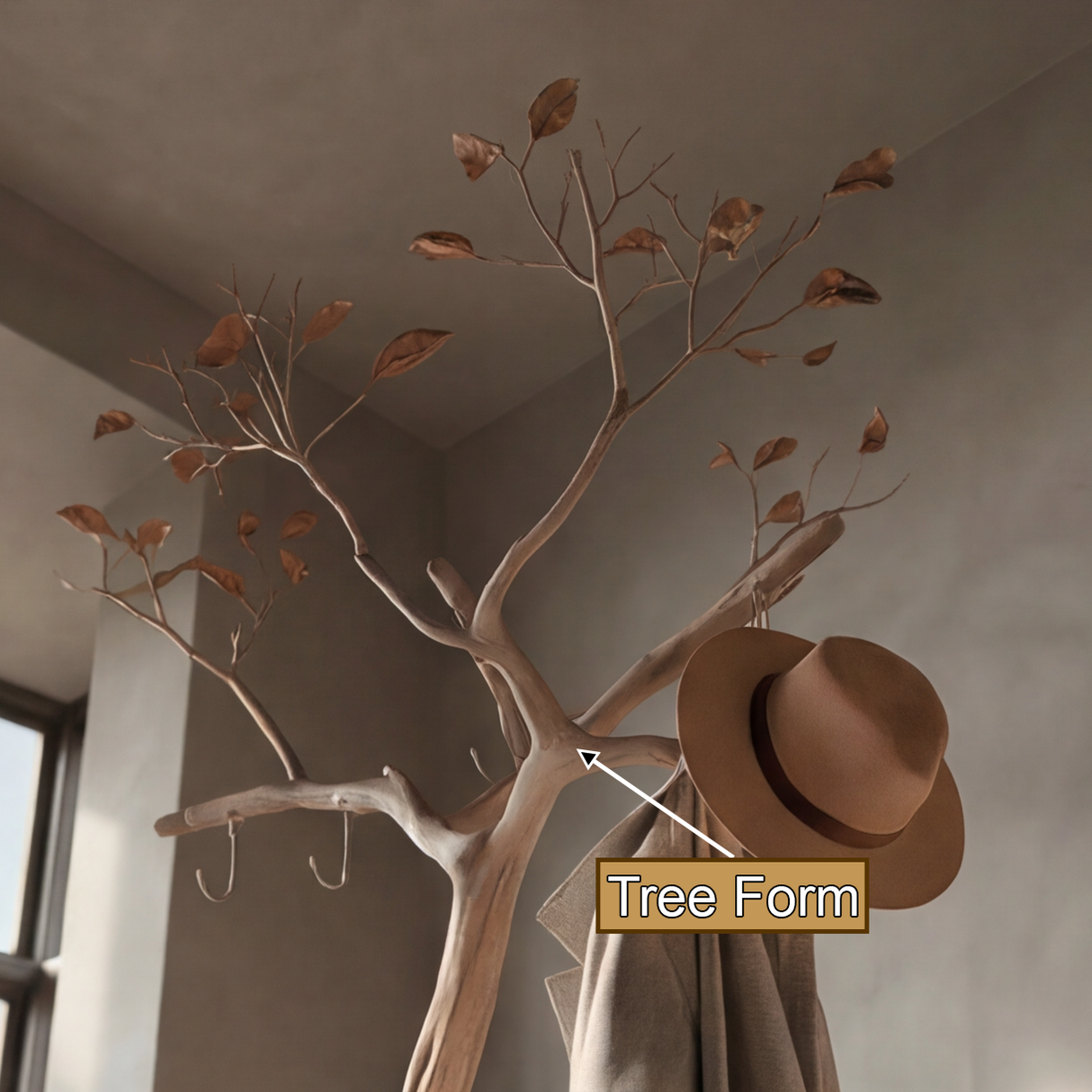 Thornveil Sculpted Solid Wood Tree Coat Rack - Timberustic Tree Coat Rack