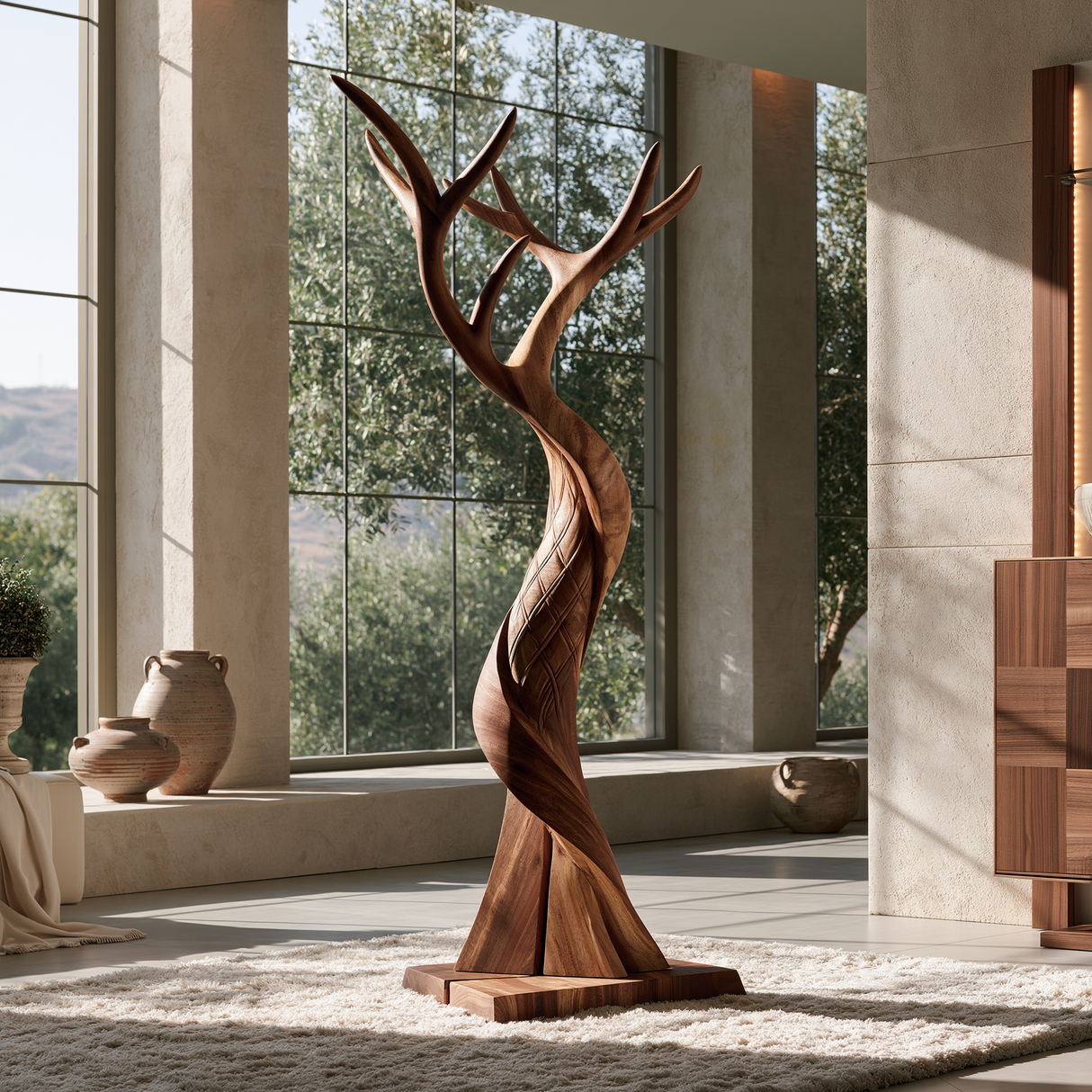 Thornwyn Handcrafted Sculpted Solid Wood Tree Coat Rack