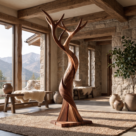 Thornwyn Handcrafted Sculpted Solid Wood Tree Coat Rack Brown - Timberustic Tree Coat Rack
