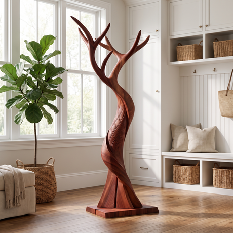 Thornwyn Handcrafted Sculpted Solid Wood Tree Coat Rack Mahogany - Timberustic Tree Coat Rack