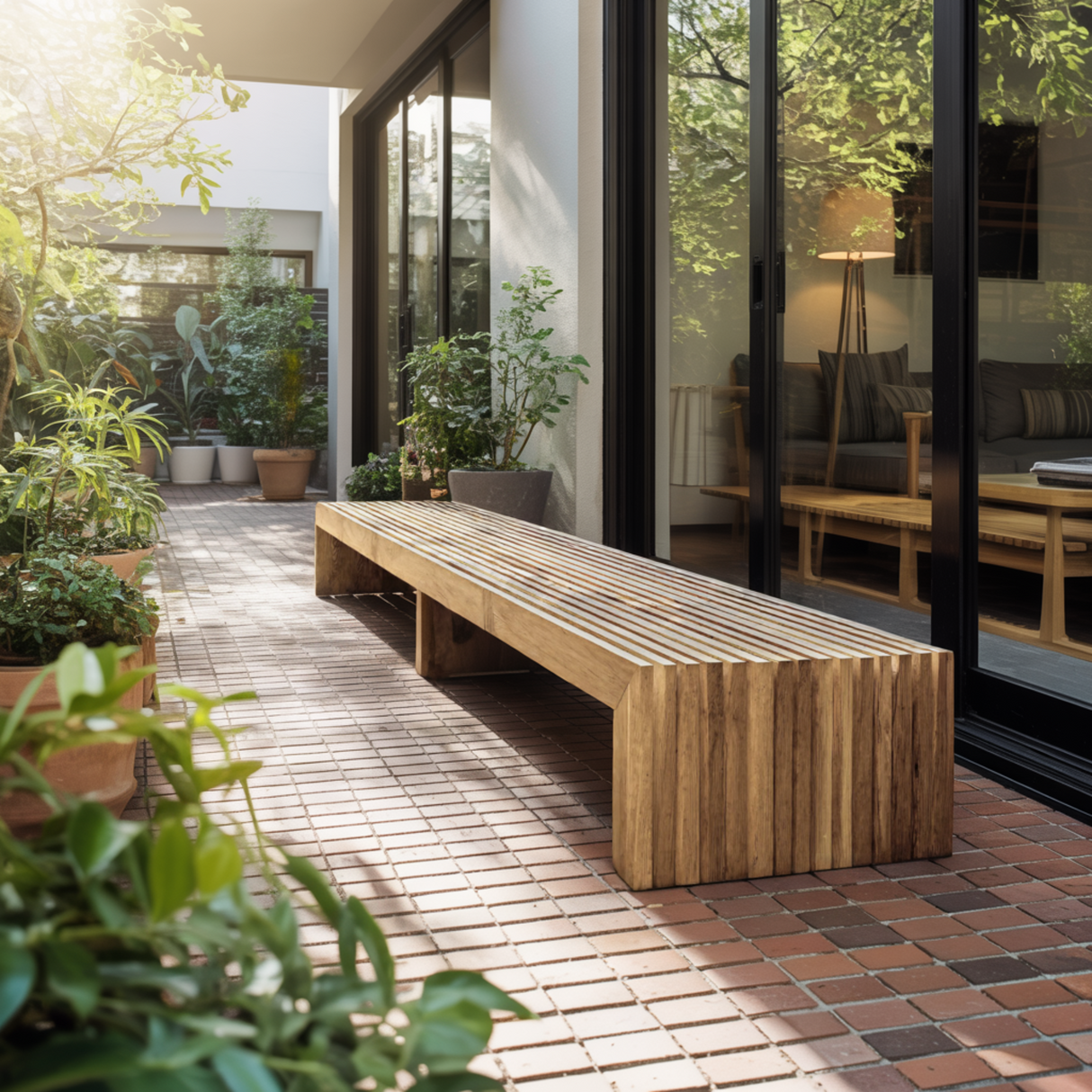 Tide Slat Solid Wood Outdoor Bench - Timberustic Bench
