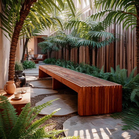 Tide Slat Solid Wood Outdoor Bench - Timberustic Bench