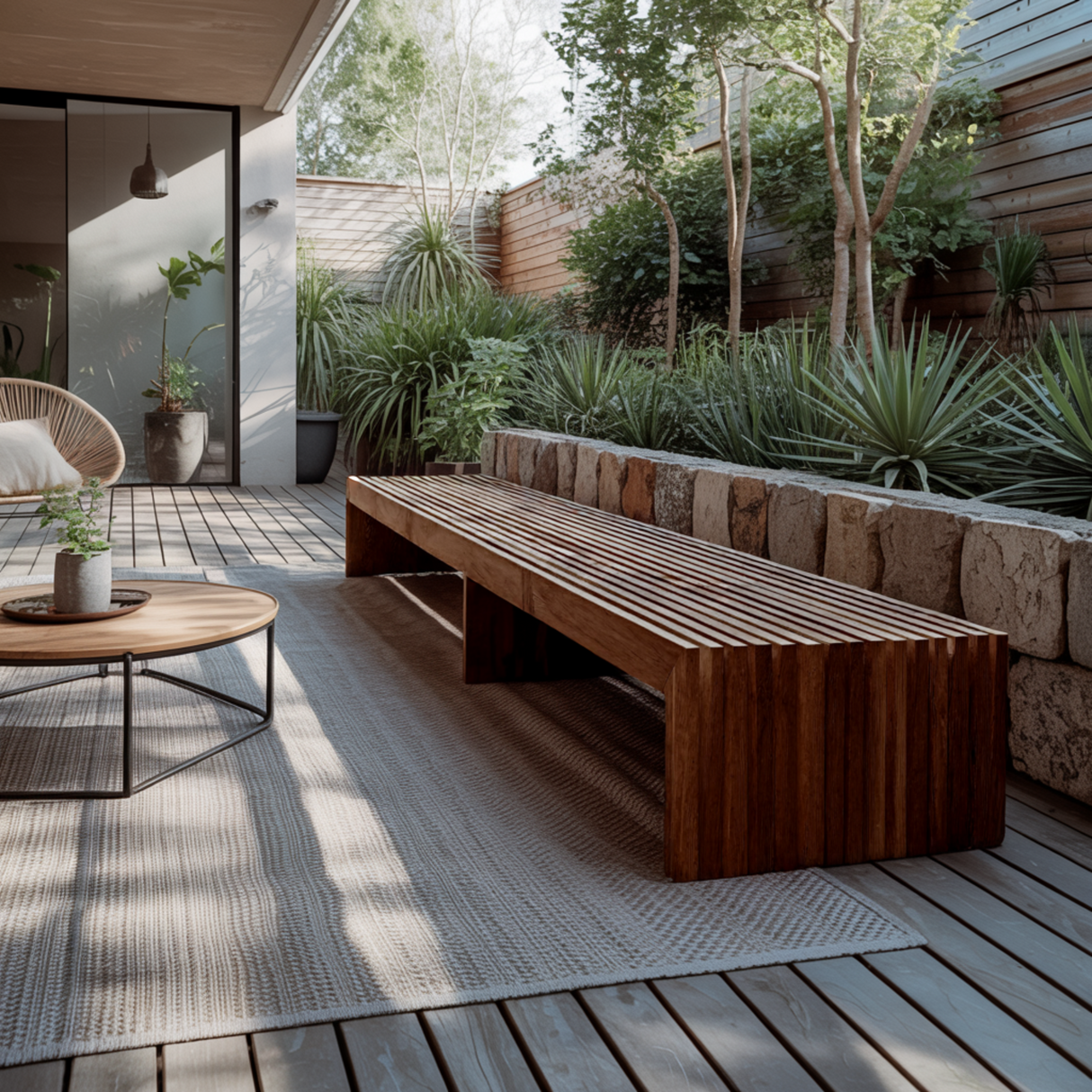 Tide Slat Solid Wood Outdoor Bench - Timberustic Bench
