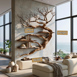 Tidebranch Handcrafted Solid Wood Floating Tree Bookshelf