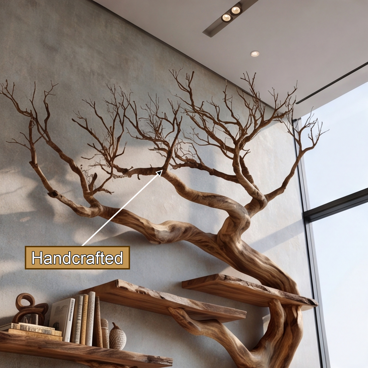 Tidebranch Handcrafted Solid Wood Tree Bookshelf