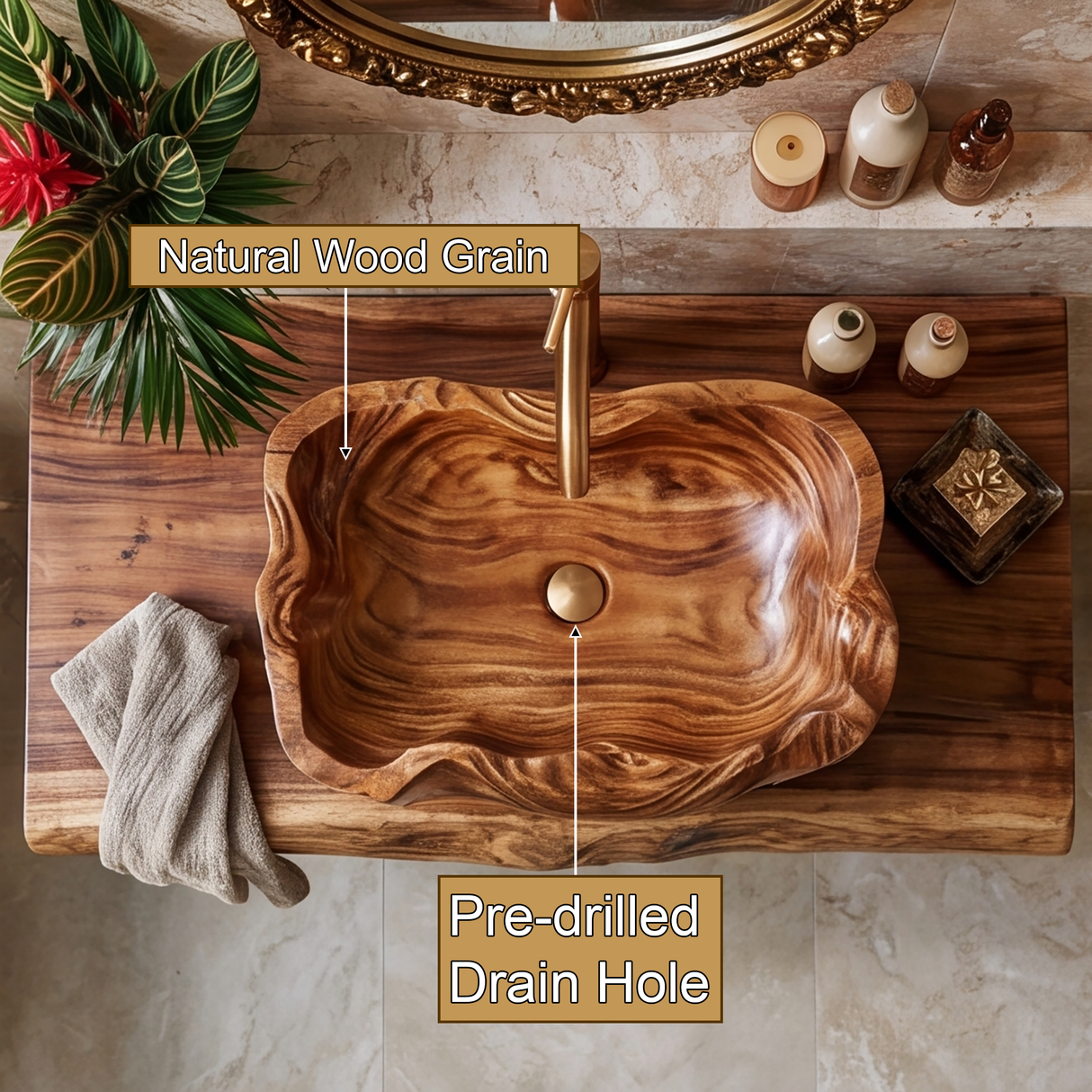 Tidecarve Handcrafted Solid Wood Vessel Sink - Timberustic Vessel Sinks