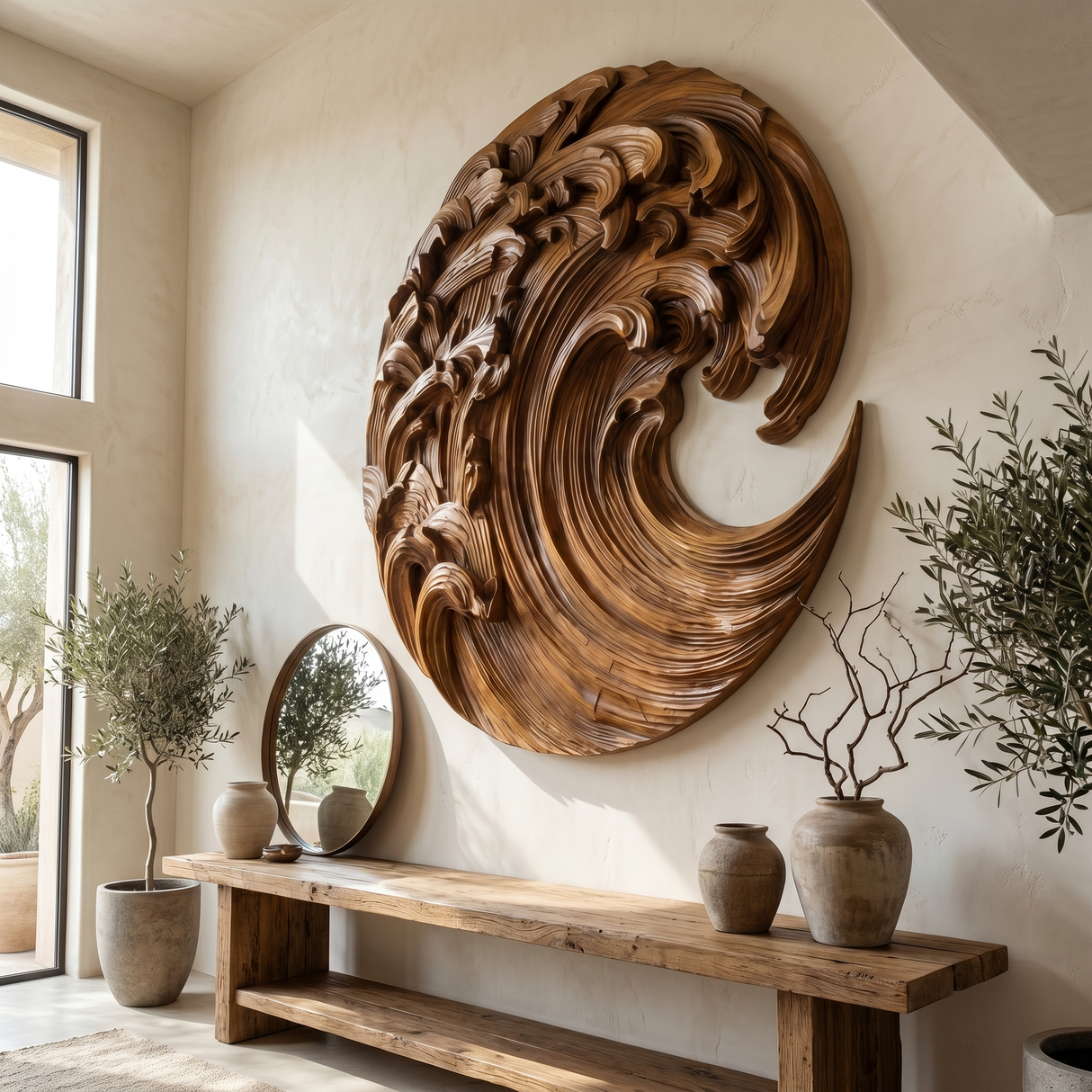 Tidecrest Sculpted Solid Wood Ocean Wave Wall Art