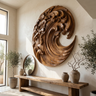 Tidecrest Sculpted Solid Wood Ocean Wave Wall Art Brown - Timberustic Wall Art