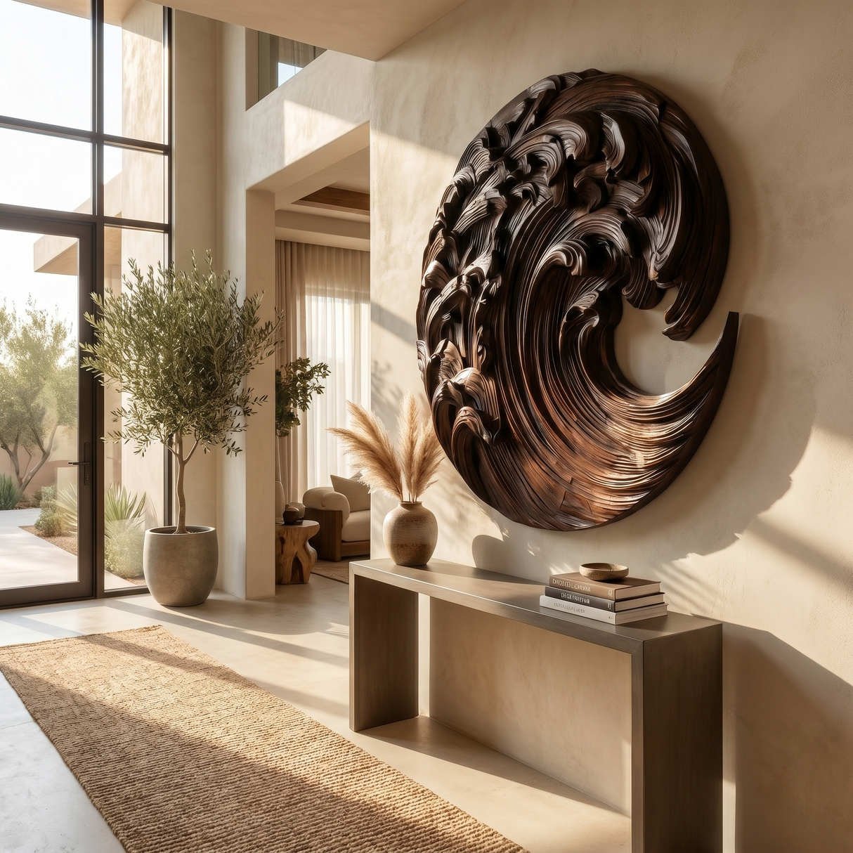 Tidecrest Sculpted Solid Wood Ocean Wave Wall Art