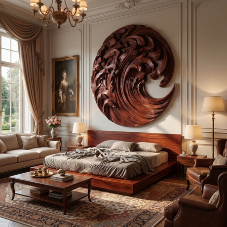 Tidecrest Sculpted Solid Wood Ocean Wave Wall Art Mahogany - Timberustic Wall Art