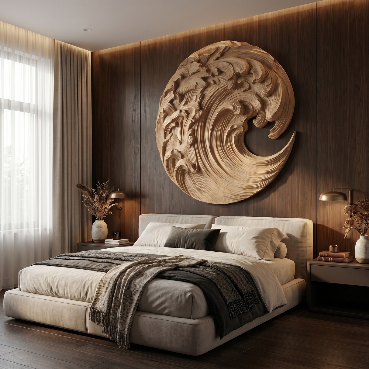 Tidecrest Sculpted Solid Wood Ocean Wave Wall Art