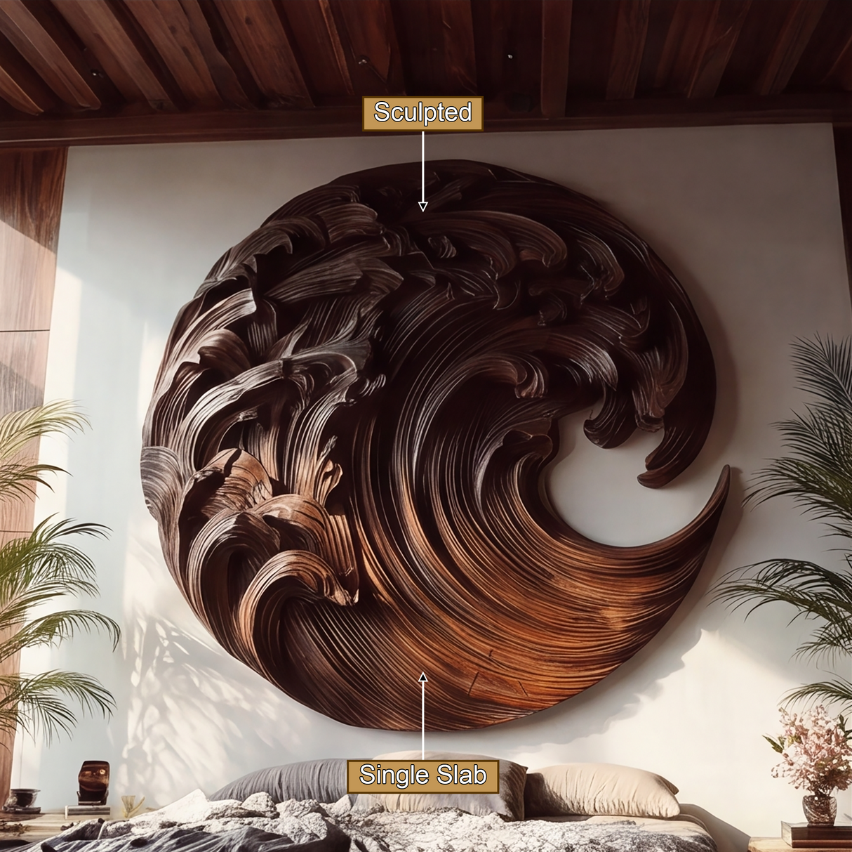 Tidecrest Sculpted Solid Wood Ocean Wave Wall Art