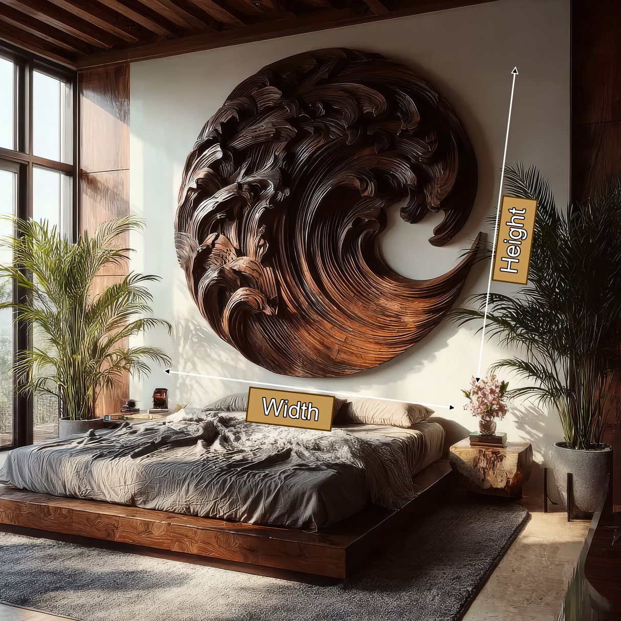 Tidecrest Sculpted Solid Wood Ocean Wave Wall Art
