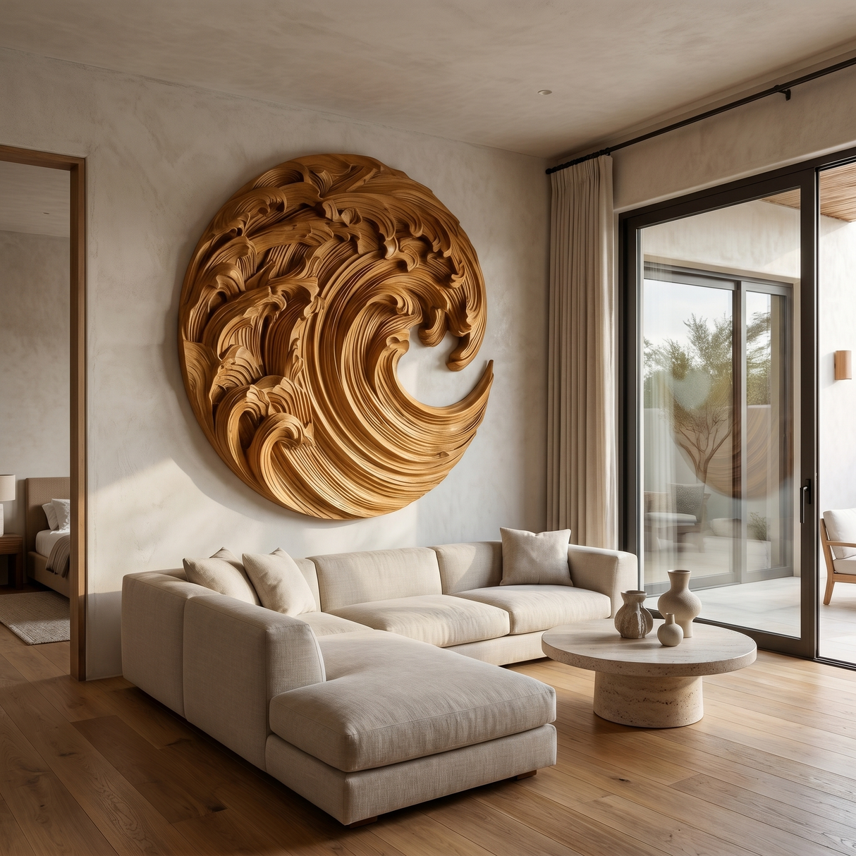 Tidecrest Sculpted Solid Wood Ocean Wave Wall Art
