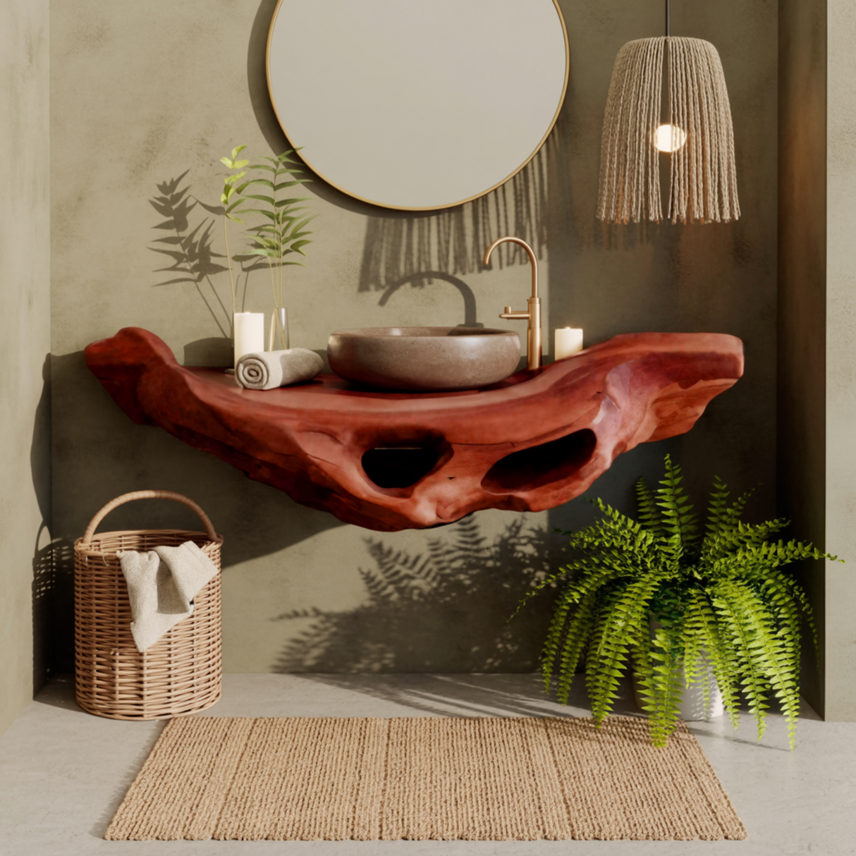 Tideform Organic Wood Floating Bathroom Vanity