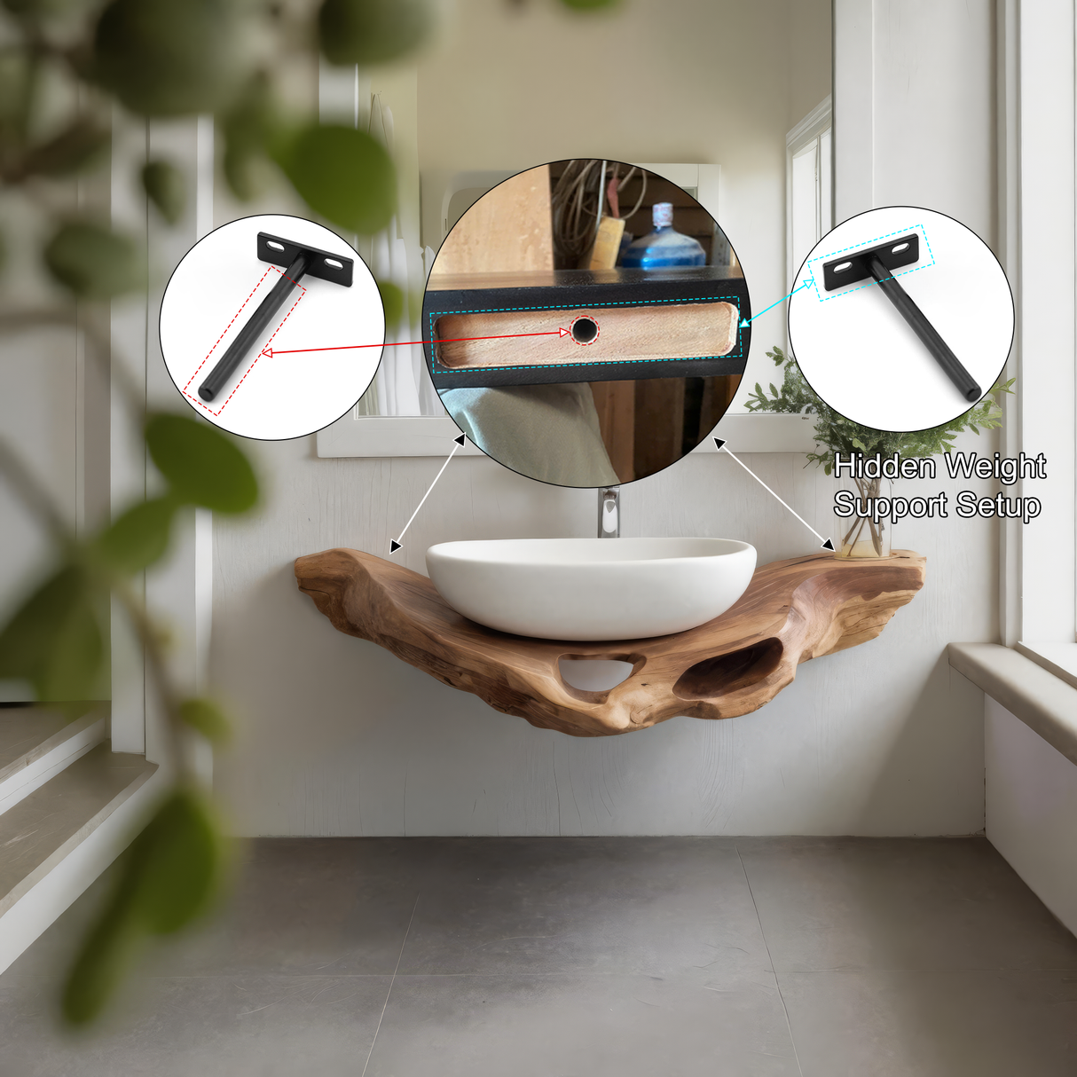 Tideform Organic Wood Floating Bathroom Vanity - Timberustic Floating Bathroom Vanity