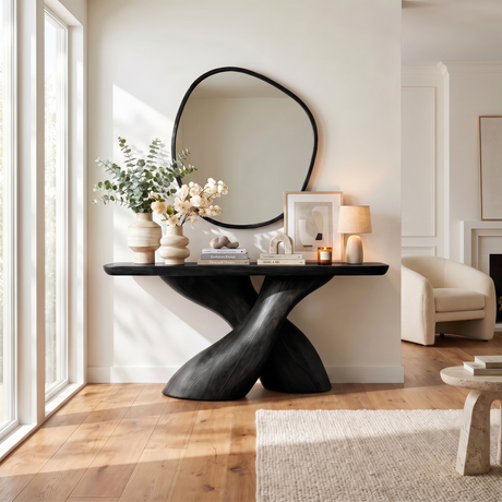 Aerivor Sculpted Solid Wood Console Table Black - Timberustic Console Table