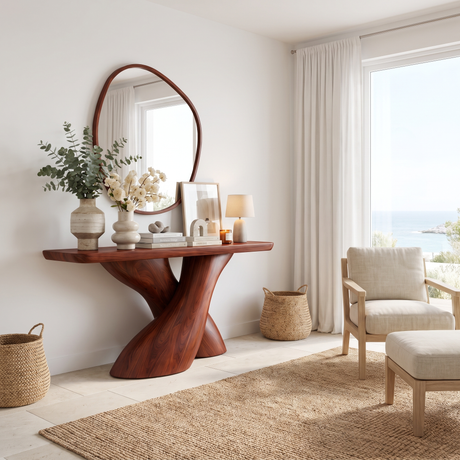 Aerivor Sculpted Solid Wood Console Table Mahogany - Timberustic Console Table