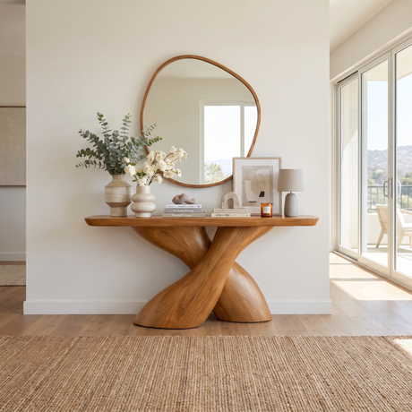 Aerivor Sculpted Solid Wood Console Table Teak - Timberustic Console Table