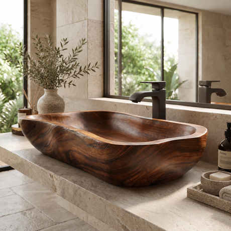 Aldora Live Edge Solid Wood Vessel Sink Brown - Timberustic Vessel Sinks