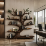 Arborelle Sculpted Solid Wood Tree Bookshelf Dark Walnut - Timberustic Tree Bookshelf