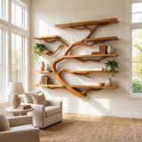 Arboren Handcrafted Solid Wood Floating Tree Bookshelf Teak - Timberustic Floating Tree Bookshelf