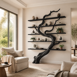 Arborwyn Sculpted Solid Wood Tree Bookshelf Black - Timberustic Tree Bookshelf