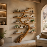 Arborwyn Sculpted Solid Wood Tree Bookshelf Teak - Timberustic Tree Bookshelf