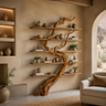 Arborwyn Sculpted Solid Wood Tree Bookshelf Teak - Timberustic Tree Bookshelf