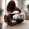 Arcanova Handcrafted Solid Wood Record Player Stand Dark Walnut - Timberustic Record Player Stand With Storage