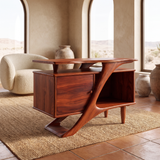 Ardellis Sculpted Solid Wood Record Player Stand Mahogany - Timberustic Record Player Stand With Storage